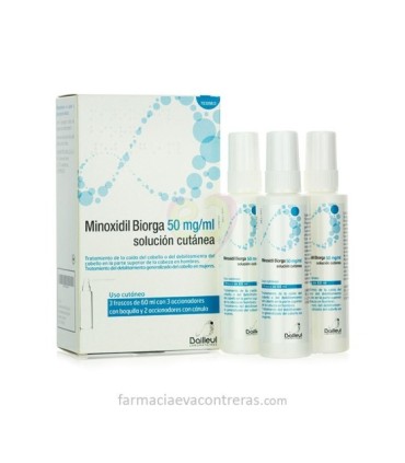 MINOXIDIL BIORGA 50MG/ML solución cutánea 3 frascos