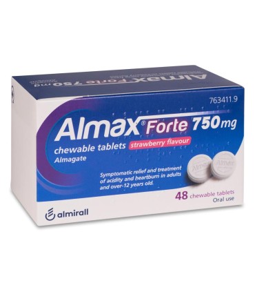 ALMAX FORTE 750 MG 48 COMPRIMIDOS MASTICABLES SABOR FRESA
