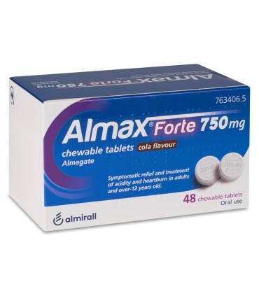 ALMAX FORTE 750 MG 48 COMPRIMIDOS MASTICABLES SABOR COLA