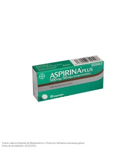 Aspirina plus 500/50 mg 20 comprimidos