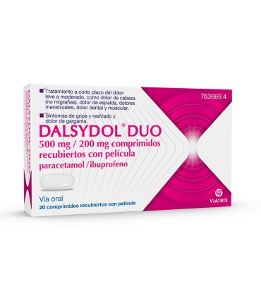 DALSYDOL DUO 500 MG/200 MG 20 COMPRIMIDOS RECUBIERTOS
