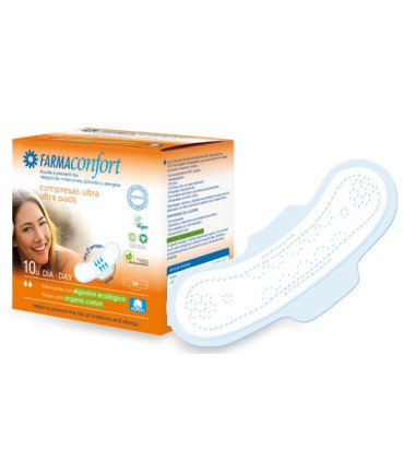COMPRESAS 100%ALGODON FARMACONFORT ULTRAFINAS DIA ALAS 10 U