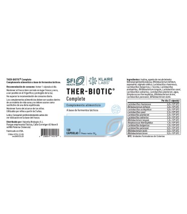 THER-BIOTIC COMPLETE 120 CAPSULAS KLAIRE LABS.