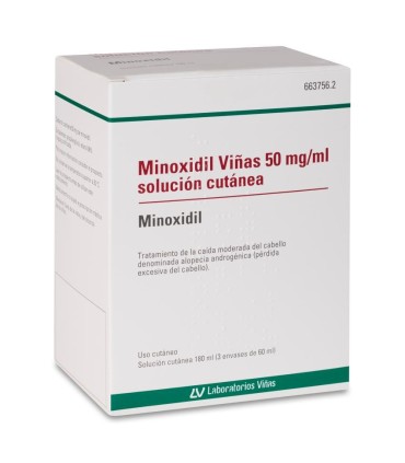 MINOXIDIL VIÑAS 50 MG/ML SOLUCION CUTANEA 3 FRASCOS 60 ML