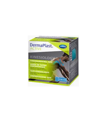 CINTA KINESIOLOGICA DERMAPLAST ACTIVE 1 UNIDAD 5 M X 5 CM COLOR AZUL
