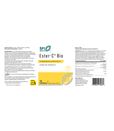 ESTER C BIO 100 Cápsulas SFI Health (antes Klaire labs)