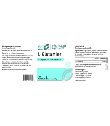 L-GLUTAMINE 500MG 100 CAPS. KLAIRE LABS