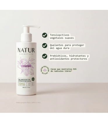 NATUR COSMETICS GEL LIMPIADOR CON EXTRACTO DE CACAO 200 ML