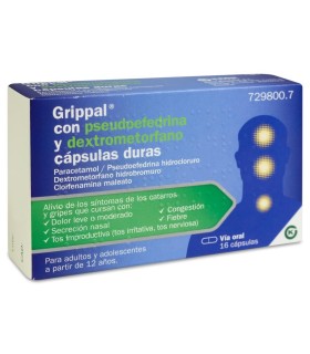 GRIPPAL CON PSEUDOEFREDRINA Y DEXTROMETORFANO 16 CAPSULAS