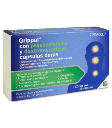GRIPPAL CON PSEUDOEFREDRINA Y DEXTROMETORFANO 16 CAPSULAS