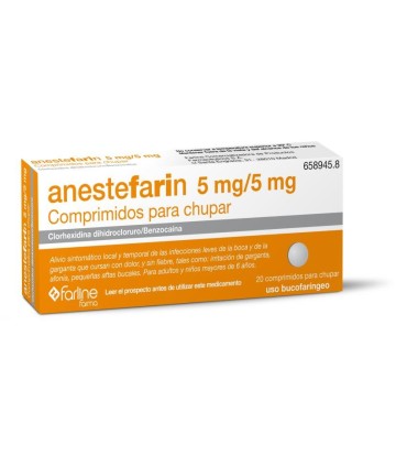 Anestefarin 5 mg/5 mg 20 Comprimidos | Alivio Dolor de Garganta