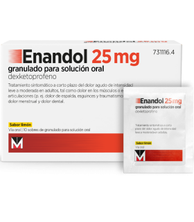 Enandol 25 mg 10 sobres granulado para solución oral con dexketoprofeno para el alivio del dolor agudo leve o moderado