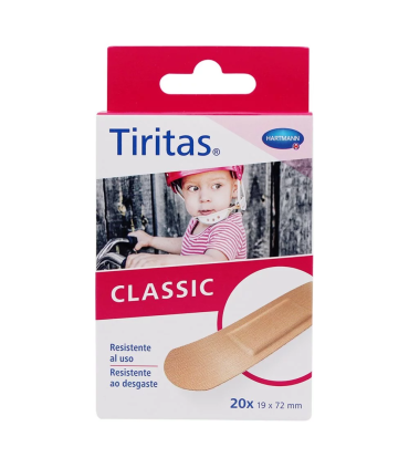 Tiritas Classic apósito adhesivo 20 unidades resistentes y transpirables para proteger cortes y pequeñas heridas Hartmann