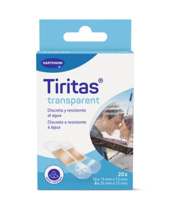Tiritas Transparent 20 unidades surtido 2 tamaños resistentes al agua para protección de pequeñas heridas Hartmann