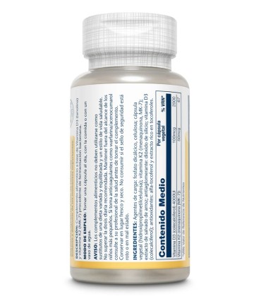 VITAMIN D3 & K2 SOLARAY  120 CAPSULAS VEGETALES