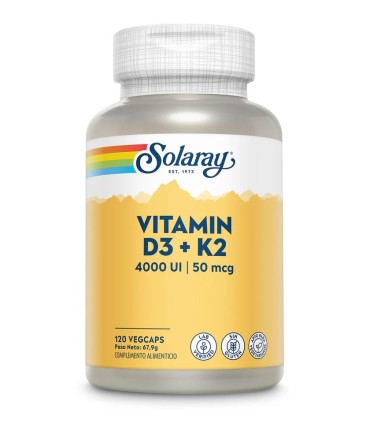 VITAMIN D3 & K2 SOLARAY  120 CAPSULAS VEGETALES