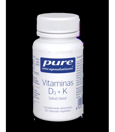 PURE ENCAPSULATIONS VITAMINAS D3 + K  60 CAPSULAS VEGETALES