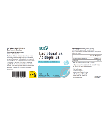 LACTOBACILLUS ACIDOPHILUS 100 CAPS. KLAIRE LABS